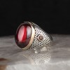 Kırmızı Zirkon 925 Ayar Gümüş Yüzük