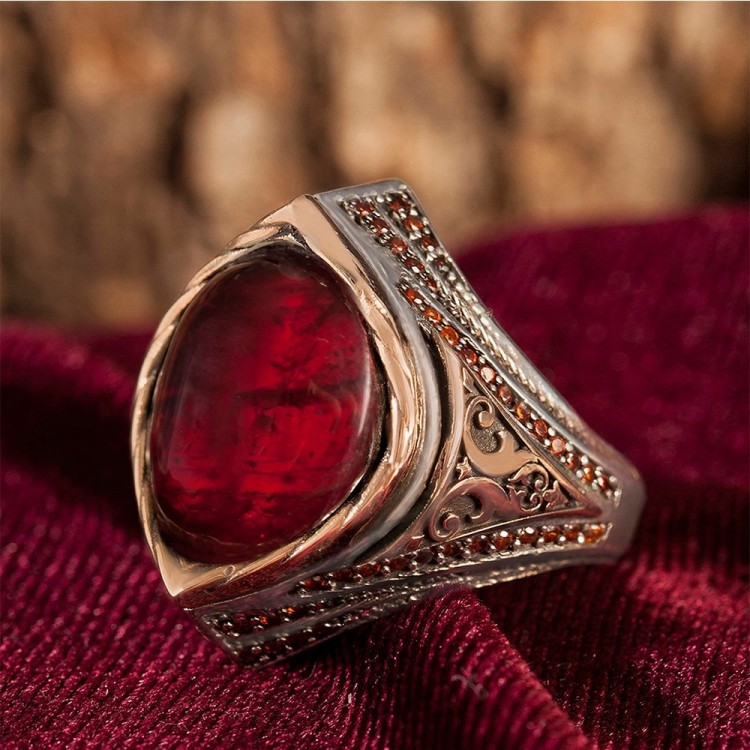 925 Sterling Silver Men's Ring with Paraiba Stone 925 Sterling Silver Men's Ring with Paraiba Stone