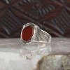 Hand Engraved  Agate Stone 925 Sterling Silver Men's Ring