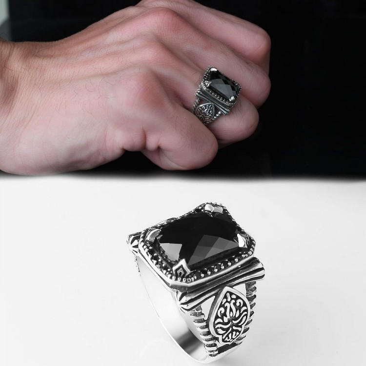 خاتم رجالي من الفضة الإسترلينية عيار 925 مرصع بحجر الزركون