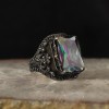 925 Sterling Silver Men's Ring with Mystic Topaz Stone
