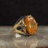 925 Sterling Silver Men's Ring with Rhodium Plated Citrine Stone 925 Sterling Silver Men's Ring with Rhodium Plated Citrine Stone