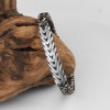 Hand Engraved  Model 925 Sterling Silver Leather Bracelet for Men