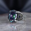 Chain Series 925 Sterling Mystic Topaz Men's Silver Ring