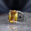 Chain Series 925 Sterling  Citrine Stone Men's Silver Ring