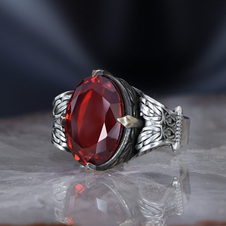 Zincir Serisi 925 Ayar Zirkon Taşlı Taşlı Erkek Gümüş Yüzük