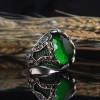 925 Sterling Silver Men's Ring with Green Zircon Stone