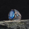 Markiz Blue Topaz Taşlı 925 Ayar Gümüş Erkek Yüzük