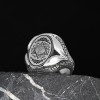Hand Engraved  Silver Ring with the Seal of Solomon Written
