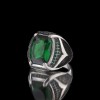 925 Sterling Silver Men's Ring with Green Zircon Stone