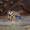 Hand Engraved  Zircon Stone Silver Men's Ring