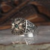 Hand Engraved  Zircon Stone Silver Men's Ring