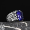Parliament Blue Agate Stone 925 Sterling Silver Men's Ring Parliament Blue Agate Stone 925 Sterling Silver Men's Ring