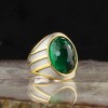 Green Zircon Stone Rhodium Plated 925 Sterling Silver Men's Ring