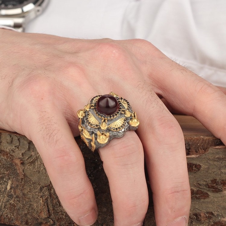 Hagia Sophia Themed Rhodium Plated 925 Sterling Silver Men's Ring