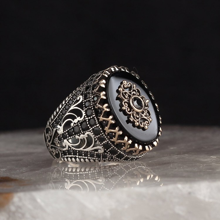 Oniks Taşlı 925 Ayar Gümüş Yüzük