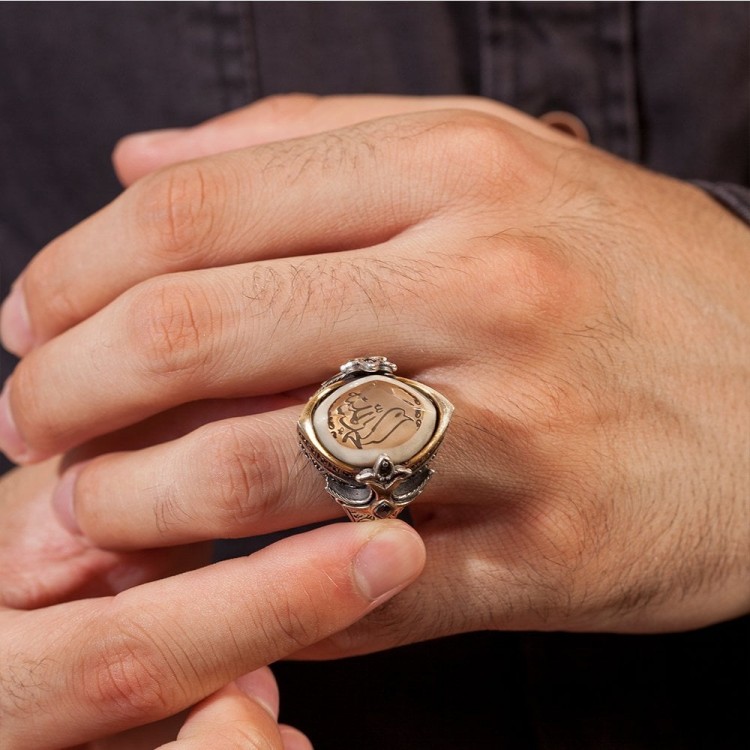 Elhamdülillah Yazılı Kılıç Model 925 Ayar Gümüş Erkek Yüzük