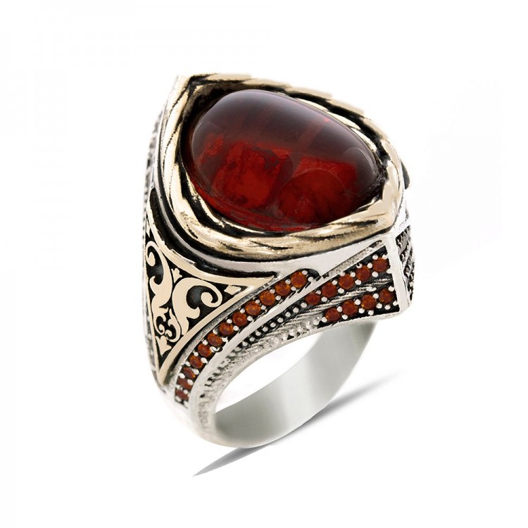 925 Sterling Silver Men's Ring with Paraiba Stone 925 Sterling Silver Men's Ring with Paraiba Stone