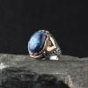 925 Sterling Silver Men's Ring with Azurite Stone