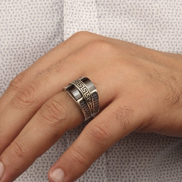 Zirkon Taşlı 925 Ayar Gümüş Erkek Yüzük