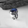 925 Sterling Silver Men's Ring with Sapphire Stone