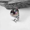 خاتم رجالي من الفضة الإسترلينية عيار 925 مرصع بحجر التوباز الصوفي