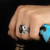 925 Sterling Silver Ring with Onyx Stone and Star and Crescent Sword