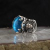 925 Sterling Silver Men's Ring with Lion Symbol and Crystal Cut Zircon Stone