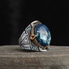 925 Sterling Silver Men's Ring with Azurite Stone