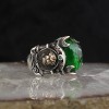 925 Sterling Silver Men's Ring with Lion Symbol and Crystal Cut Zircon Stone