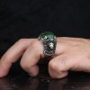 925 Sterling Silver Men's Ring with Lion Symbol and Crystal Cut Zircon Stone