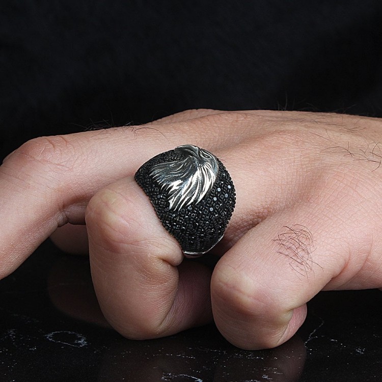 925 Sterling Silver Men's Ring with Eagle Symbol