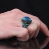 925 Sterling Silver Men's Ring with Azurite Stone
