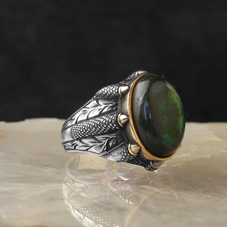 925 Sterling Silver Men's Ring with Labradorite Stone