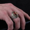 Hand Engraved  Zircon Stone Silver Men's Ring