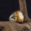 925 Sterling Silver Men's Ring with Rhodium Plated Citrine Stone 925 Sterling Silver Men's Ring with Rhodium Plated Citrine Stone