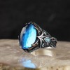 925 Sterling Silver Men's Ring with Aquamarine Stone