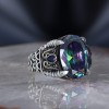 Chain Series 925 Sterling Mystic Topaz Men's Silver Ring