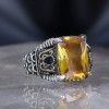 Chain Series 925 Sterling  Citrine Stone Men's Silver Ring