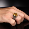 Chain Series 925 Sterling  Citrine Stone Men's Silver Ring