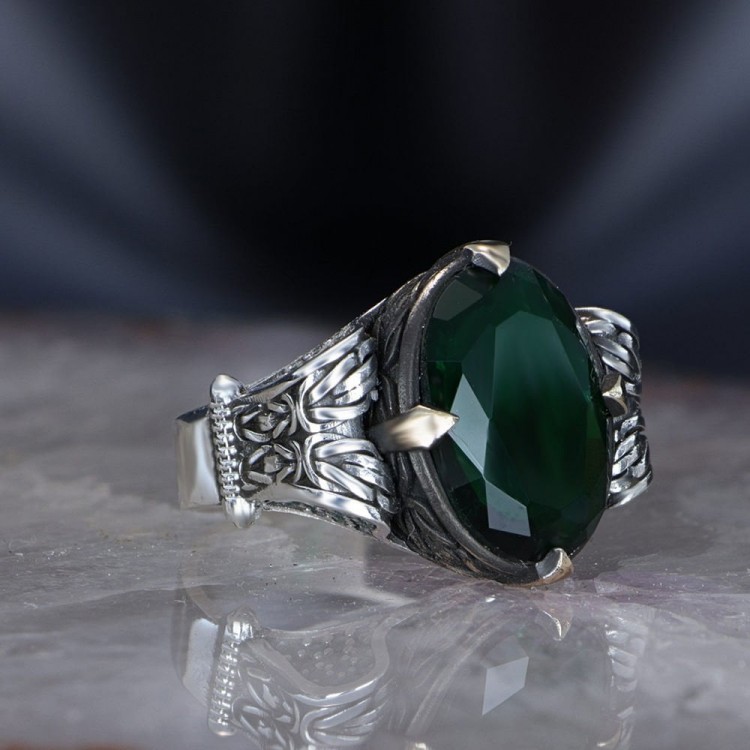 خاتم رجالي من الفضة الإسترلينية عيار 925 بسلسلة من أحجار الزركون