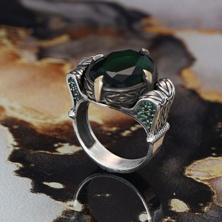 خاتم رجالي من الفضة الإسترلينية عيار 925 بسلسلة من أحجار الزركون