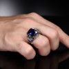 Chain Series 925 Sapphire Stone  Silver Ring