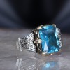 Chain Series 925 Blue Topaz Stone Silver Ring