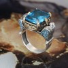 Chain Series 925 Blue Topaz Stone Silver Ring