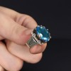 925 Sterling Silver Men's Ring with Blue Topaz Stone