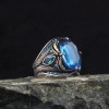 Markiz Blue Topaz Taşlı 925 Ayar Gümüş Erkek Yüzük