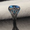 Markiz Blue Topaz Taşlı 925 Ayar Gümüş Erkek Yüzük