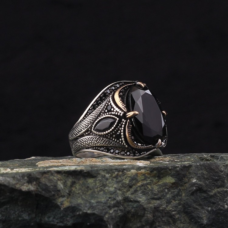 Markiz Zirkon Taşlı 925 Ayar Gümüş Erkek Yüzük