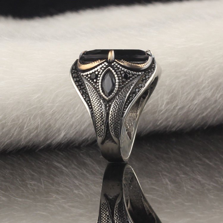 Markiz Zirkon Taşlı 925 Ayar Gümüş Erkek Yüzük